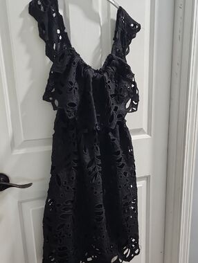 Black Eyelet Sundress - Women's Black Dress